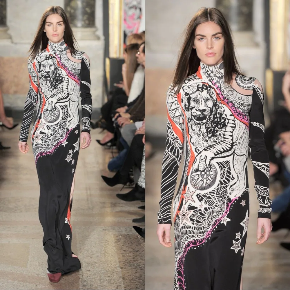 Новинка весна осень винтажная шелковая Джерси модное модельное длинное платье