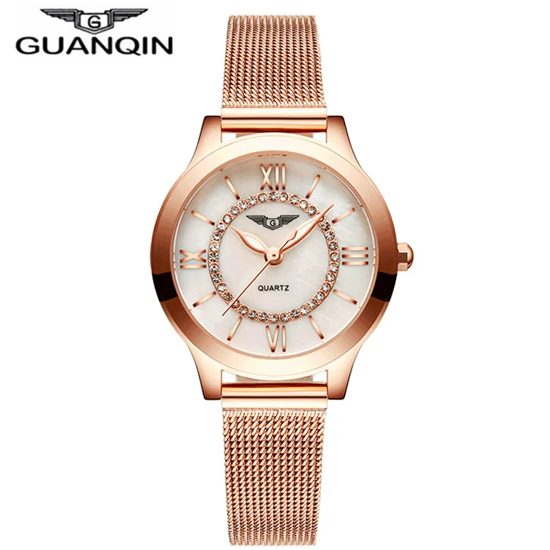 Женские часы Роскошные наручные часы relogio feminino часы для женщин Миланская сталь женские серебряные кварцевые женские часы Новые - Цвет: Rose gold 03