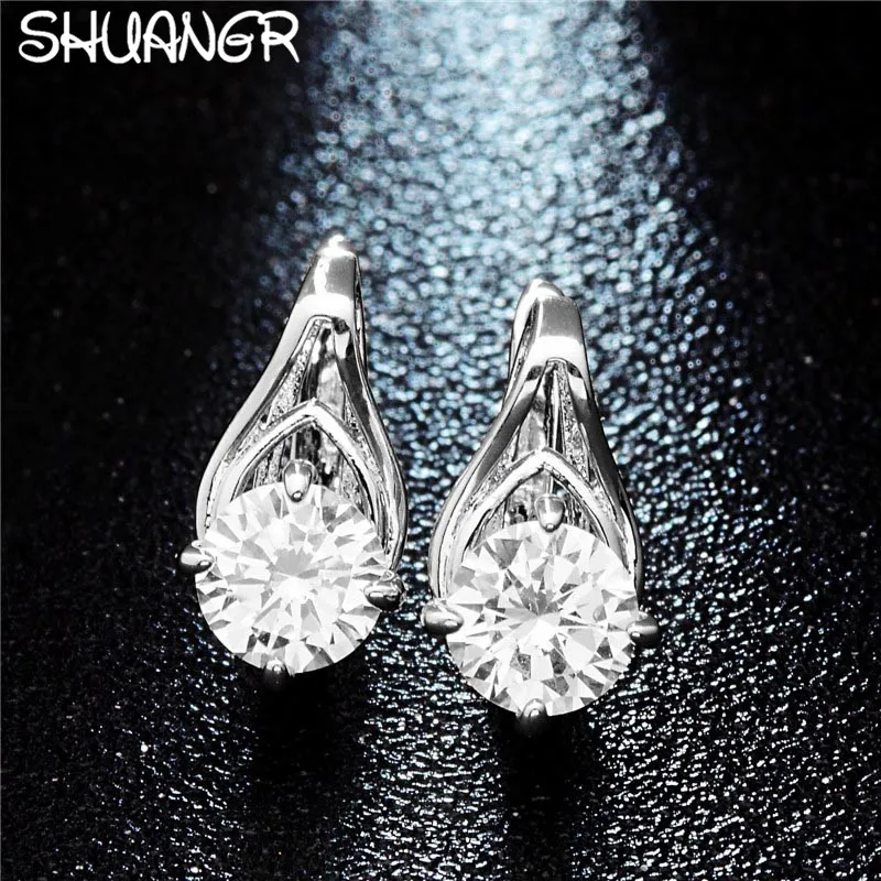 Серьги-гвоздики SHUANGR в стиле унисекс модные ювелирные украшения с кристаллами