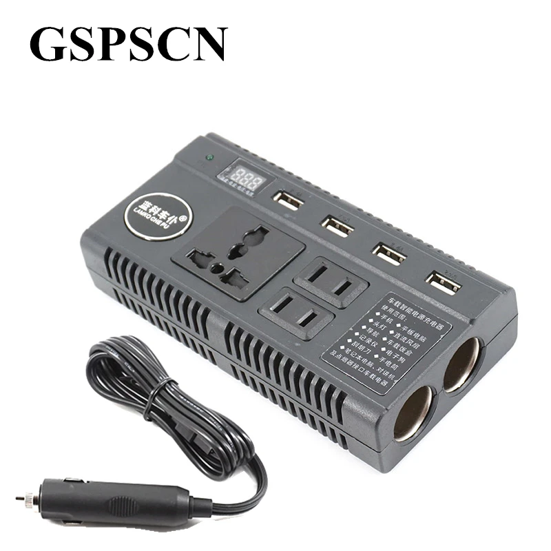 Автомобильный преобразователь Mini Inverter 12V 220V / 24V DC 100-240V 60/120W 4 USB адаптер конвертер