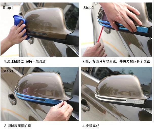 Higher star stainless steel 2pcs car mirror protective bar rearview decoratiove bright trim for Audi Q3 2012-2016 | Автомобили и