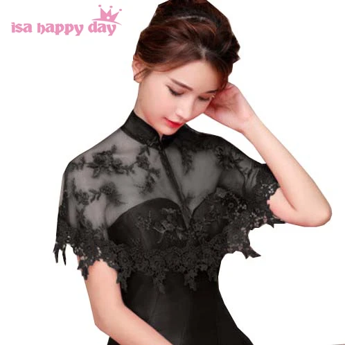 Cheongsam с высоким горлом, черный, красный, цвета слоновой кости, свадебное платье, женская шаль, накидка, болеро, кружевная, вечерняя, свадебная накидка, накидка