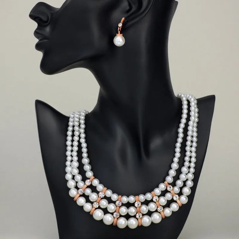 Neoglory Стразы Многослойные Имитация жемчуга цвета розового золота модные