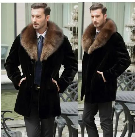 S/6Xl мужские куртки из искусственного меха длинная верхняя одежда норки черные