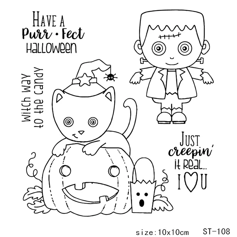 

AZSG Halloween Ghost Witch Christmas Santa Claus Clear Stamps For DIY Scrapbooking/Card Making Decorative Rubber Stamp Crafts