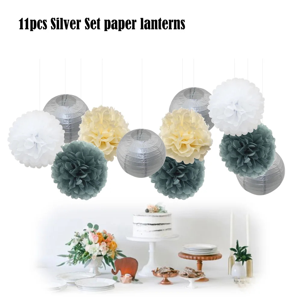 Новый Серебряный серый набор церемоний декоративный смешанный размер бумажный