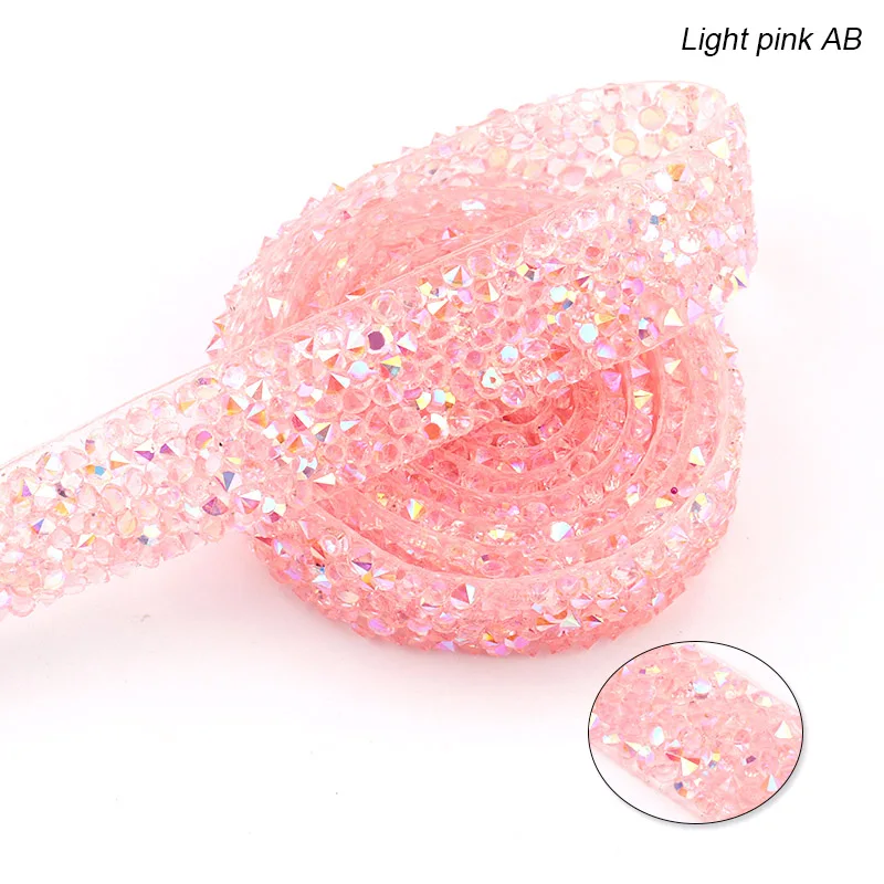 light pink AB 1,5 см модное украшение из горного хрусталя, 1 ярд/Лот Смола Кристалл украшения отделка, обувь окантовка шляпка блестящие украшения QIAO - Цвет: light pink AB