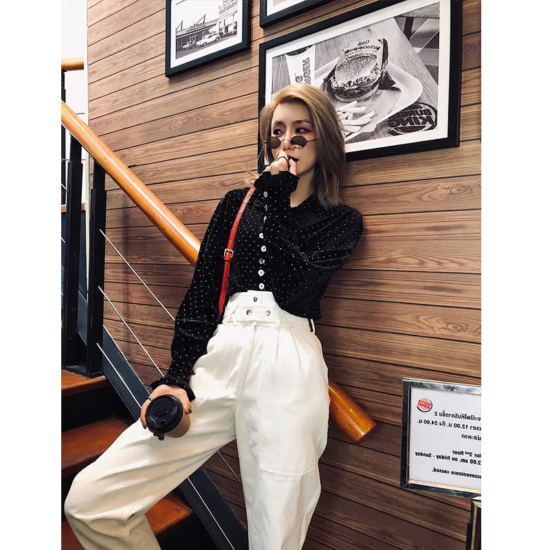 Женские шаровары с высокой талией универсальные Свободные повседневные штаны