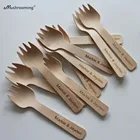 100 шт мини-вилки одноразовые вилки для закусок торты мороженого Холодное сердце Свадебная вечеринка на заказ с монограммой биоразлагаемые древесины