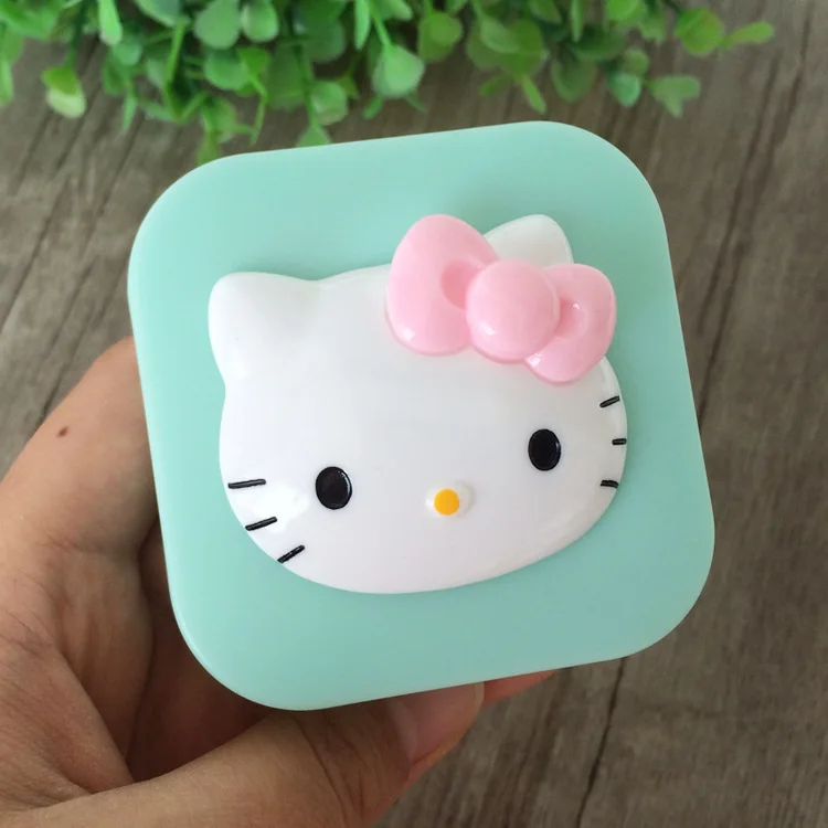 Green Милый дизайн hello kitty чехол для контактных линз впитывающая коробка для хранения макияжа yey-D2005 - Цвет: Green