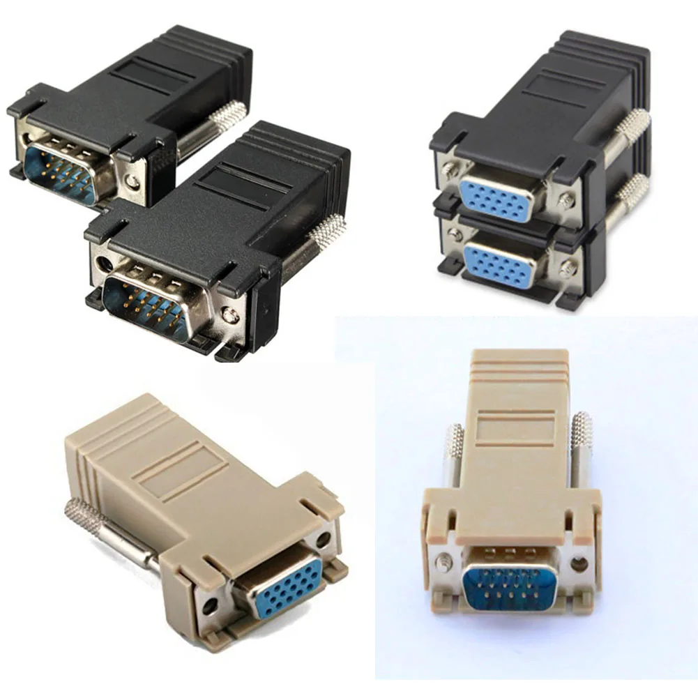 1Pcs Extender VGA Male/Female to LAN CAT5 CAT6 RJ45 Network Cable Adapter | Электроника