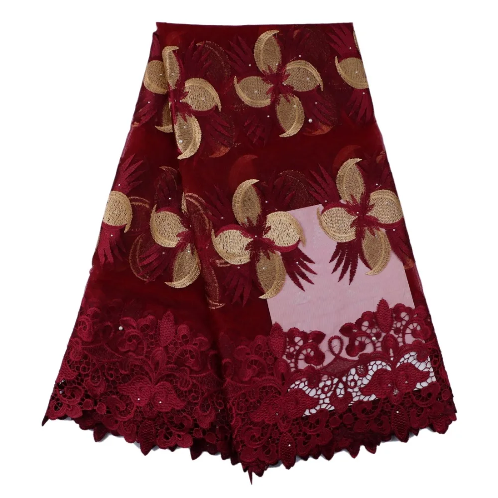 Новинка 2017 года проектирует африканских Французский Кружево Ткань Высокое