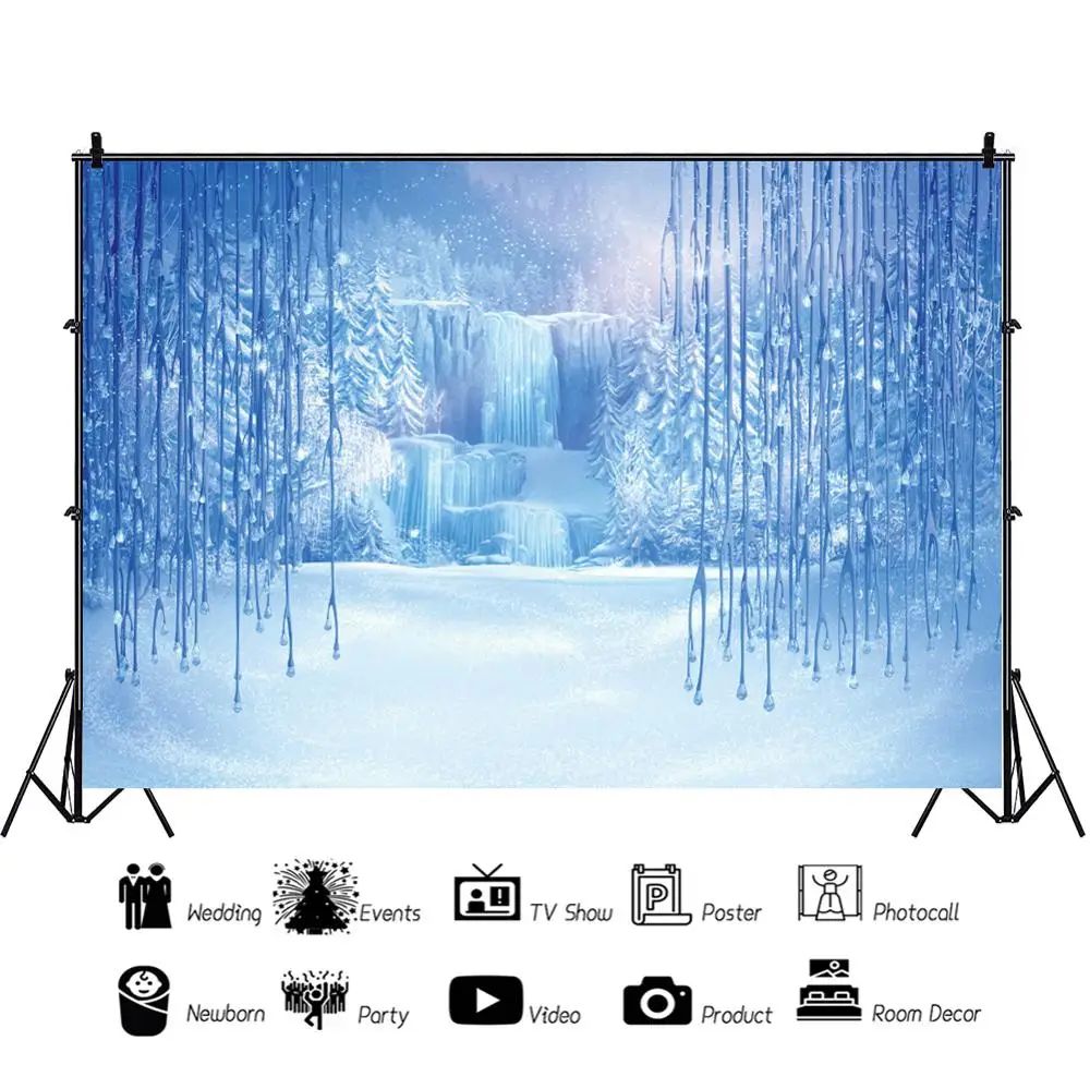 Laeacco Winter Backdrops Dreamy Ice Snow World Mountain Forest Party Decor Baby Portrait Photo Background Photocall Studio | Электроника