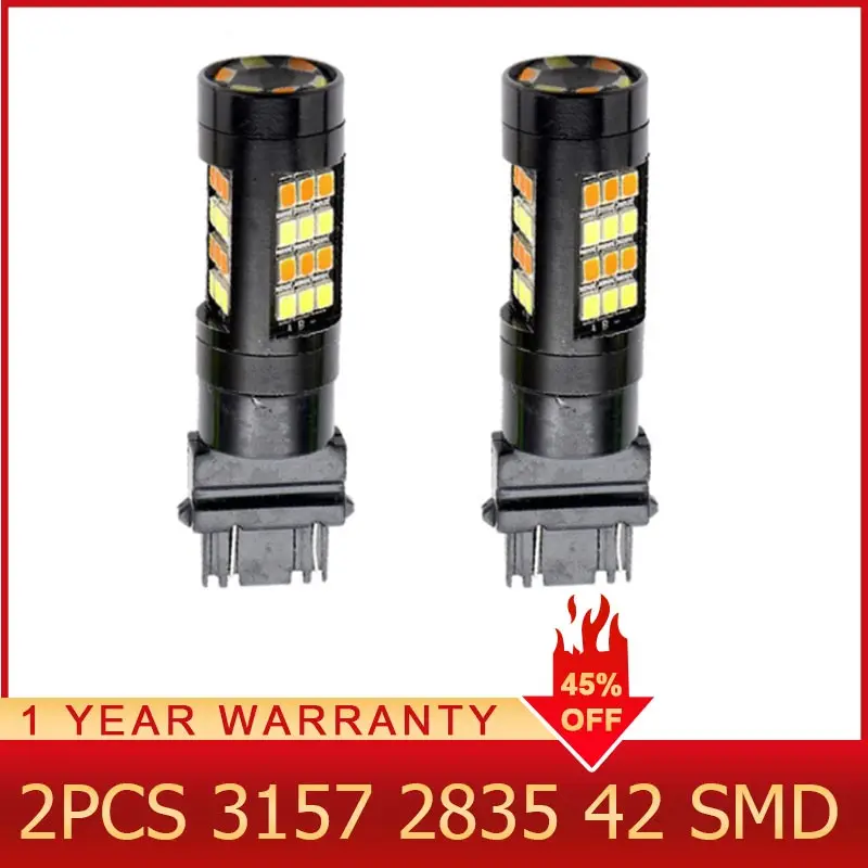 Roadot 2x переключатель двойной Цвет белый + янтарный T25 3157 2835 42SMD указатель поворота