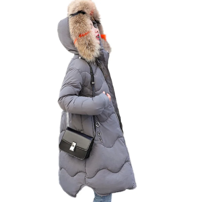 

Plus Size 3XL 2018 Elegant A-Line Winter Women Parkas Hooded Colorful Fur Collar Down Cotton Jacket Female Winter Coat MujerQ523