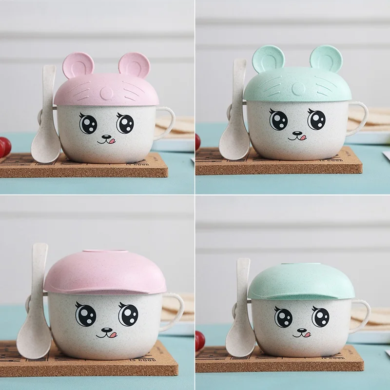 2Pc/set Baby Dishes Baby Food Storage Cartoon Pattern Bowl Spoon Set For Kids Children Tableware Eco-friendly Baby Training Bowl