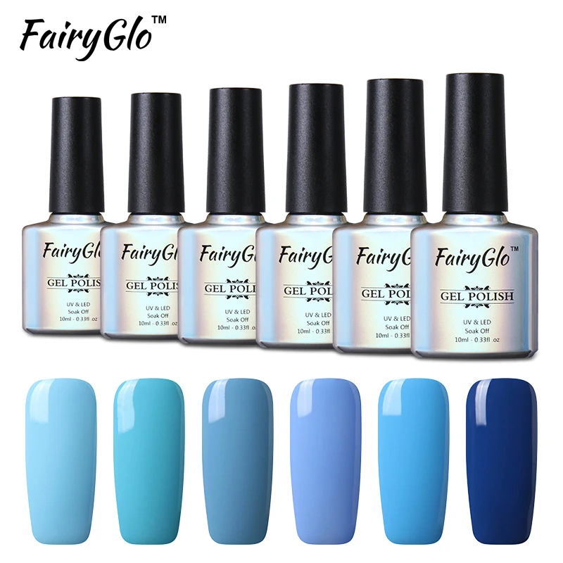 FairyGlo 10 мл голубой Цвет Гель лак для ногтей Vernis Полупостоянный УФ гель впитывающий
