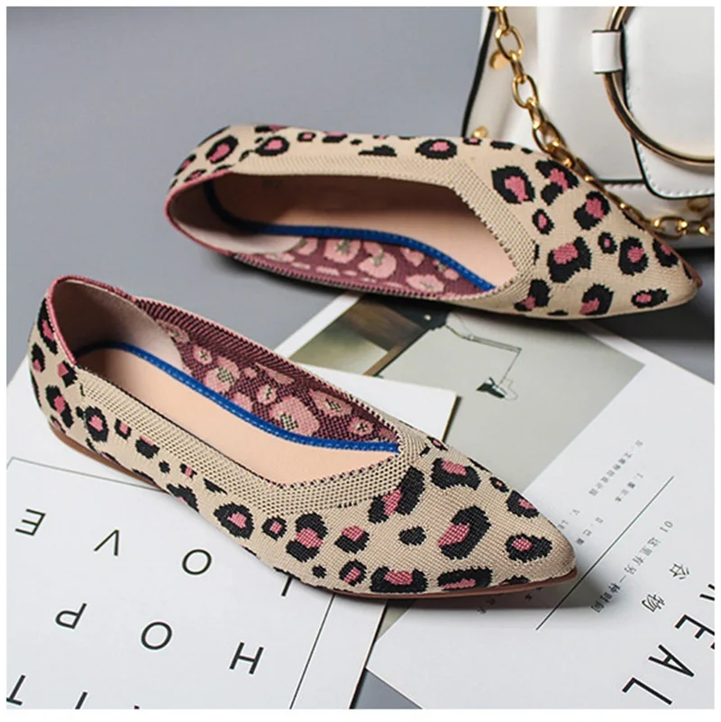 New Spring Women Flats Shoes Leopard Print Women Shoes Casual Single Shoes Ballerina Women Shallow Mouth Shoes SA65