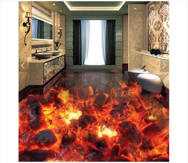 

Customized 3d wallpaper 3d floor painting wallpaper Flame 3d bathroom floor tile in a sitting room 3D living room photo wallpaer