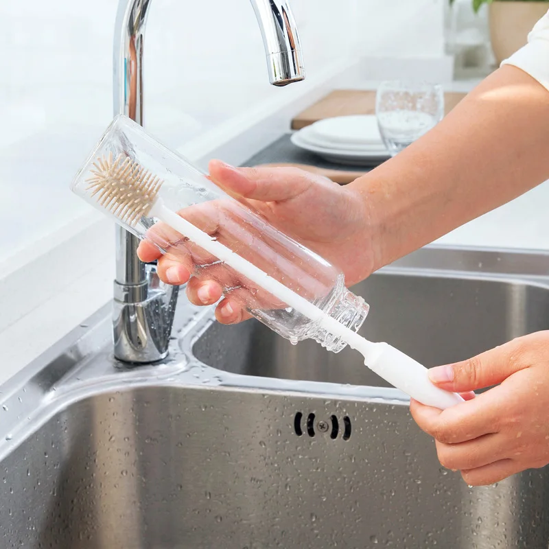 Белая длинная ручка Кухонная Губка Щетки для мытья чашки щетка молочных бутылок