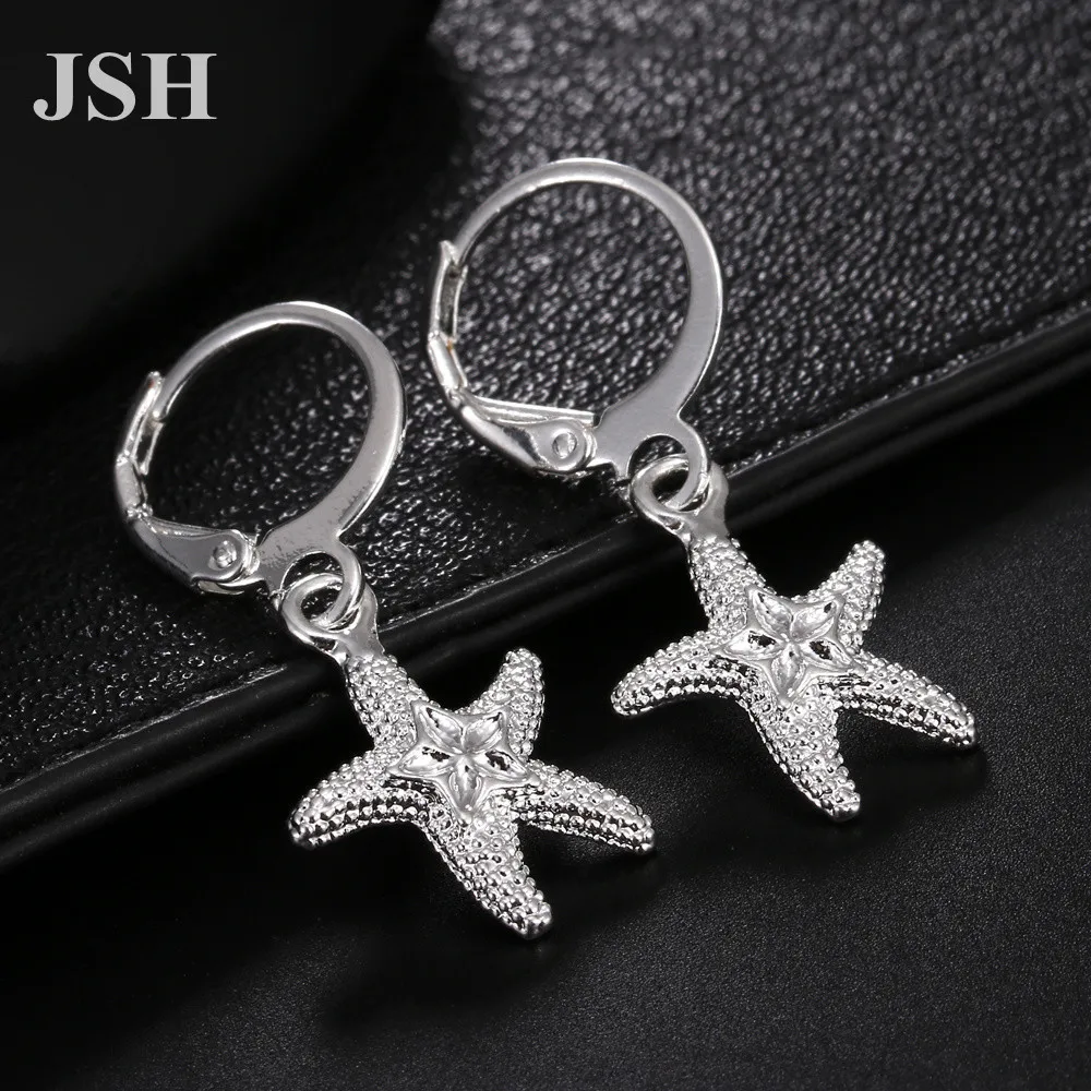 

wholesale price Lady women silver color earrings starfish charms wedding hook Bohemia fashion classic jewelry -, LE045