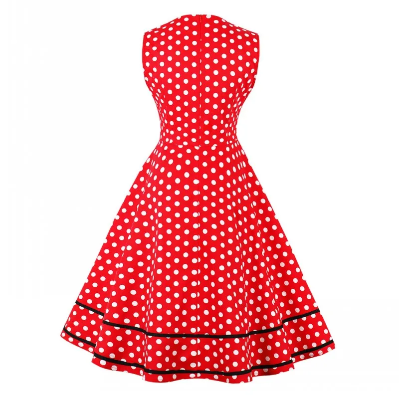 2018 плюс Размеры летнее платье vestidos Для женщин Vestido Винтаж в горошек 50 s 60 ретро