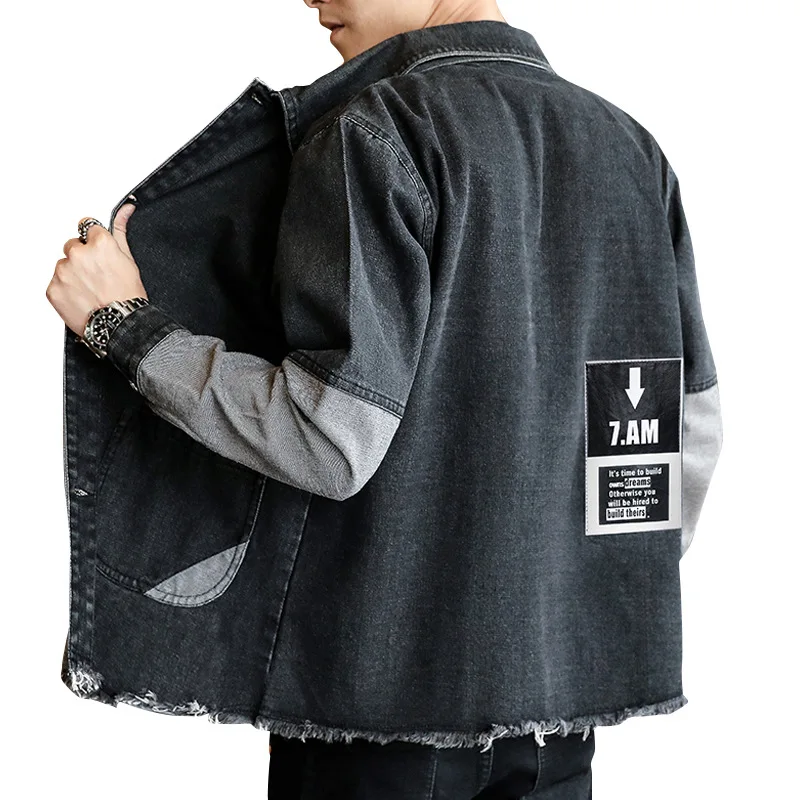 

Fashion men denim jacket Spring autumn patchwork Casual cowboy jacket and coat mens loose jeans jacket Male outerwear clothing