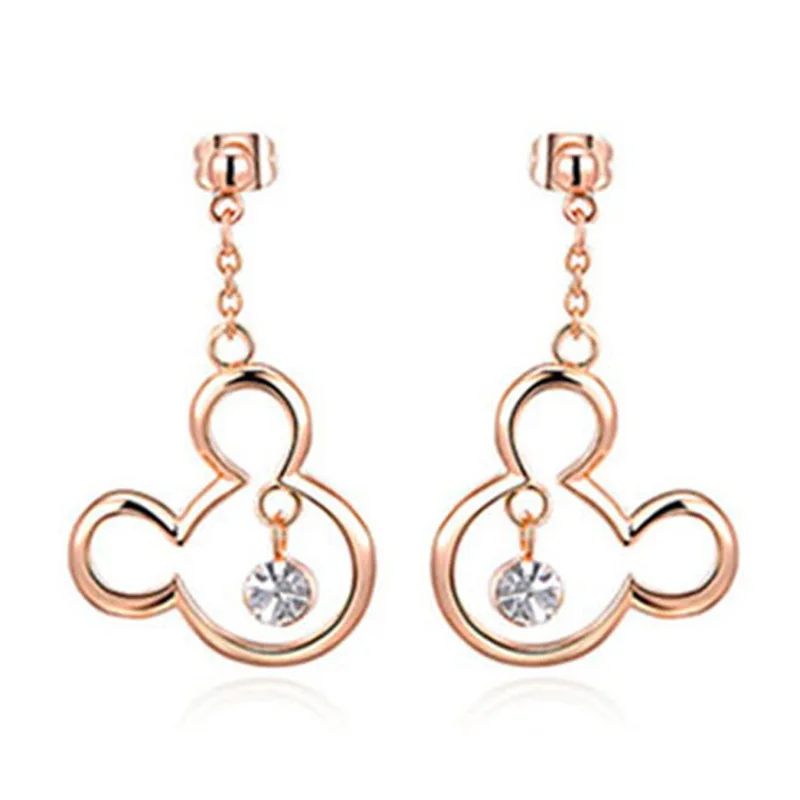 Женские серьги Paylor в виде мышки из мультфильма циркониевые Микки детские