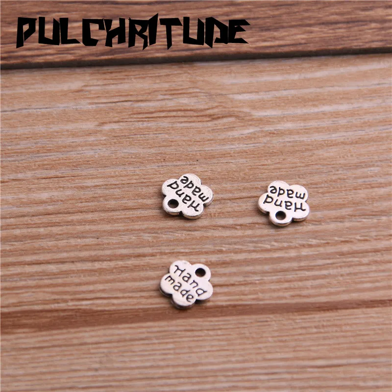 Pulchrode 100 шт 8*8 мм металлический сплав два цвета двойные буквы Цветочные Подвески для самостоятельного изготовления ювелирных изделий ручной работы P6577
