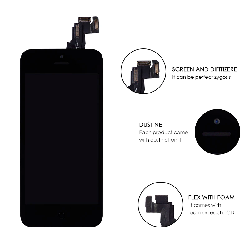 3 шт./лот полный комплект ЖК-дисплей для iPhone 5 дисплей сенсорный экран Главная
