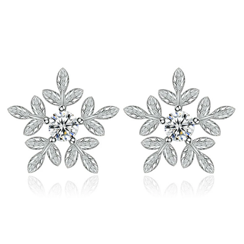 

NEHZY S925 Stamp crystal sweet and lovely flowers leaves Stud Earrings small snow ear jewelry fashion silver jewelry brand 10MM