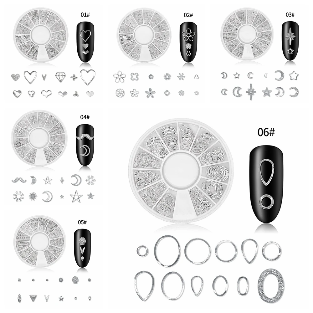 1 упаковка смешанный 3D DIY полый металлический каркас украшения для дизайна ногтей