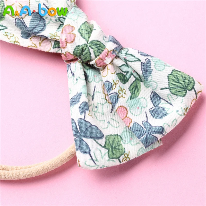 

1pc Print Flower Bow Headbands Hair Clips for girls Cute Elastic Nylon Bow Head band Baby Girl Hair Accessories Flower Hairpins