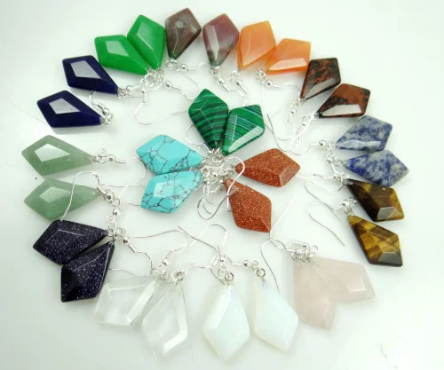 Natural stone Turquoises Quartz Crystal Opal tiger eye water drop earring pendant for diy Jewelry making Accessories | Украшения и