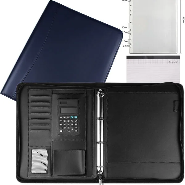 YBGYZP Бизнес искусственная кожа padfolio binder с ручкой, портфолио менеджера - Цвет: dark blue 1