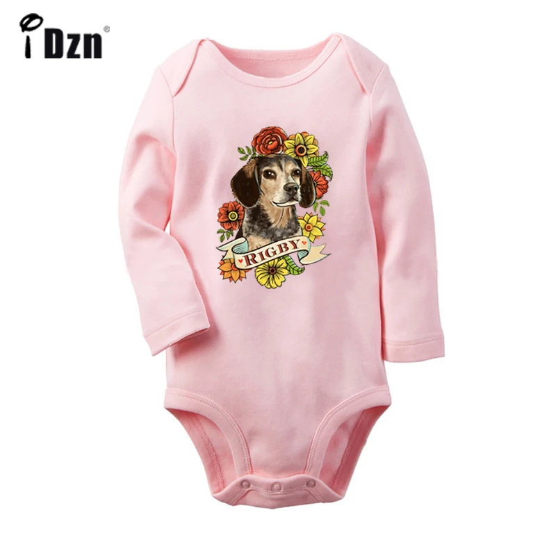 JaBaby1202PC Ретро Винтаж Милая Собака Rigby цветок милая собака мопс в кармане дизайн Новорожденный ребенок боди малыш Onsies комбинезон одежда - Цвет: JaBaby1202PC
