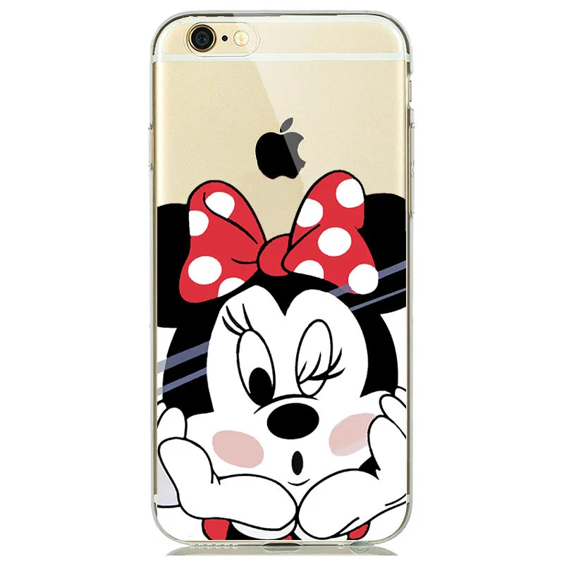Minnie-Clear Роскошный чехол для телефона из искусственной кожи с Минни Маус для iPhone 6S 7 8 Plus 7plus 8plus Мягкий силиконовый чехол для iPhone 11 Pro MAX X XR 11Pro Coque - Цвет: Minnie-Clear