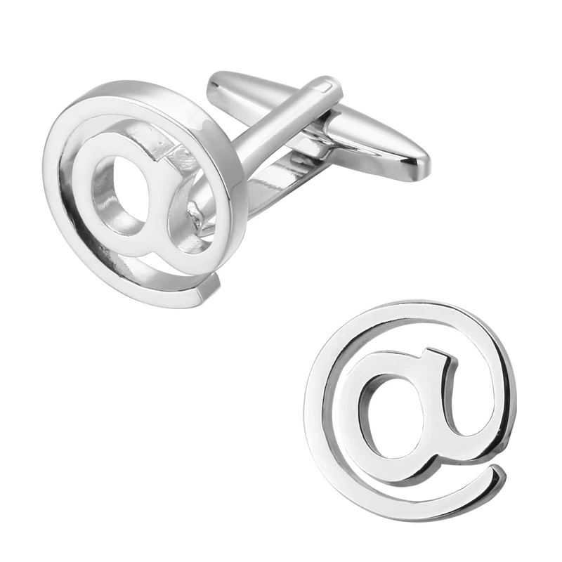 

Fashion men's jewelry French cuffs cufflink silvery letter the @ symbol cufflinks