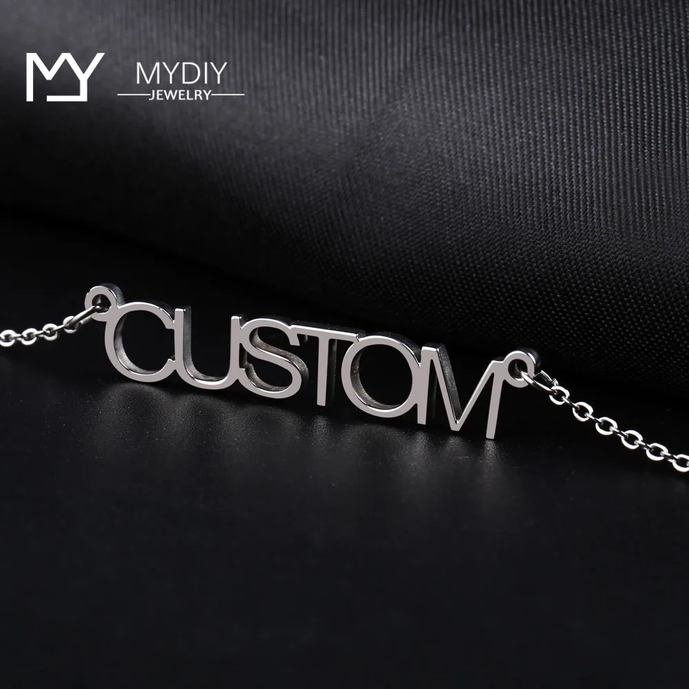 Кулон-табличка с именем ожерелья цвета розового золота из нержавеющей стали