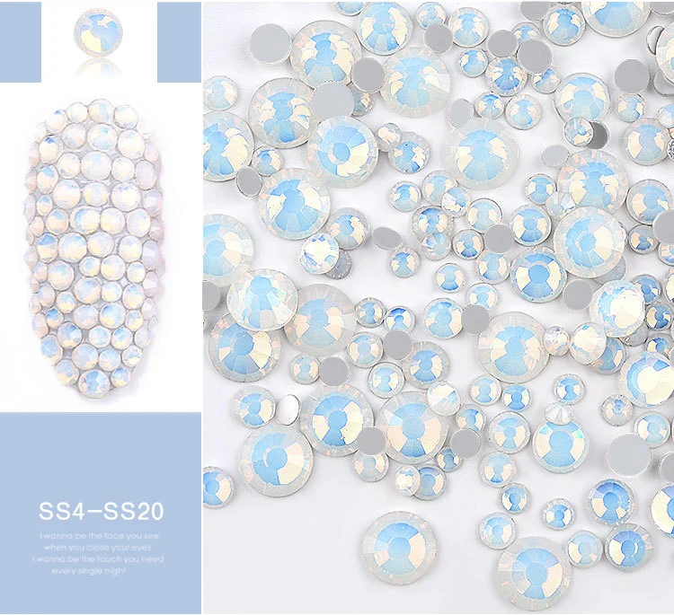 Белый 1 Pack SS4-SS20 Mix Opal AB Crystal Nail Art Rhinestones 3d Glass Flatback Diamond DIY Nail Jewelry Sticker Decoration Manicure - Цвет: Белый
