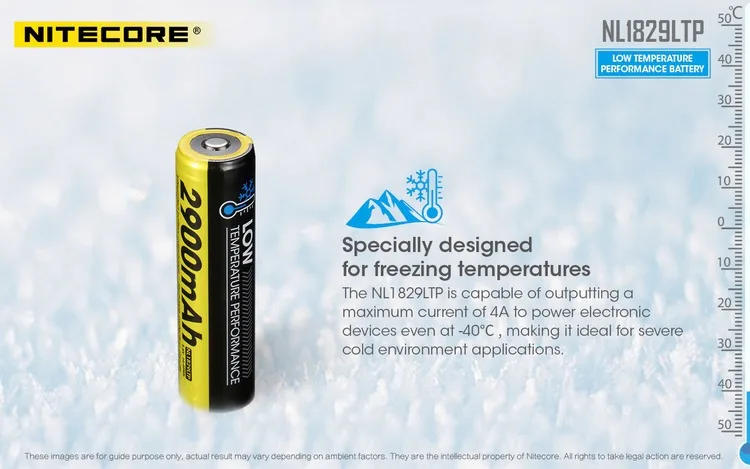 NITECORE NL1829LTP 2900 мАч 18650 низкая термостойкость Высокая емкость производительность литий-ионный аккумулятор Кнопка сверху