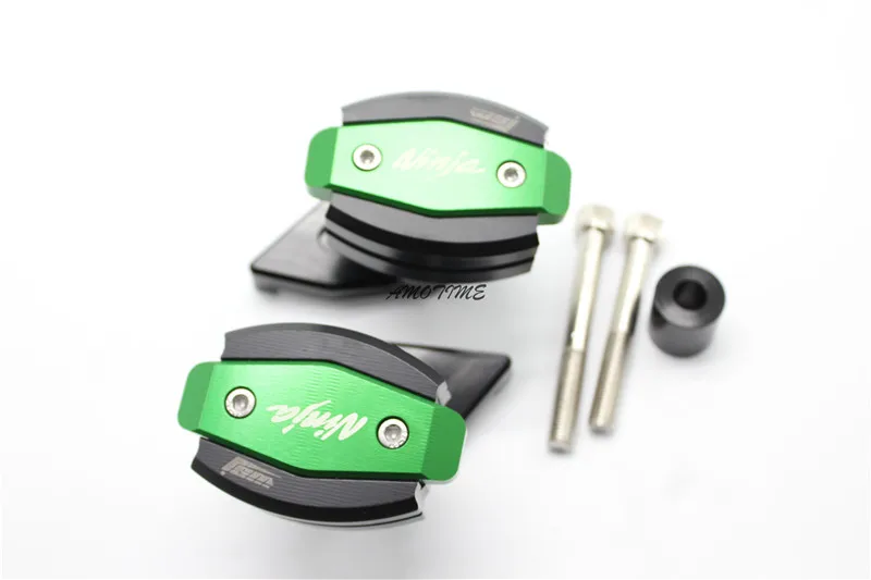 

Laser Logo CNC Green Red Motorcycle Frame Slider Anti Crash Protector For Kawasaki ZX10R ZX-10R 2011-2016 2012 2013 2014 2015