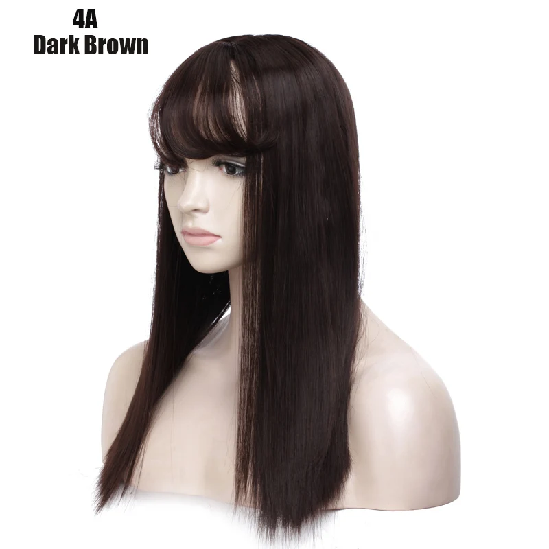 dark brown S-noilite 1" длинные прямые волосы для наращивания женщин поддельные заколки для волос в Синтетические накладные волосы кусок волос с взрыва реальные натуральные - Цвет: dark brown
