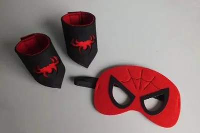 red Spiderman Войлочная маска и браслет/набор креативных мультфильмов супер герой Маскарад день детей вечерние принадлежности рождественские аксессуары для детей - Цвет: red Spiderman