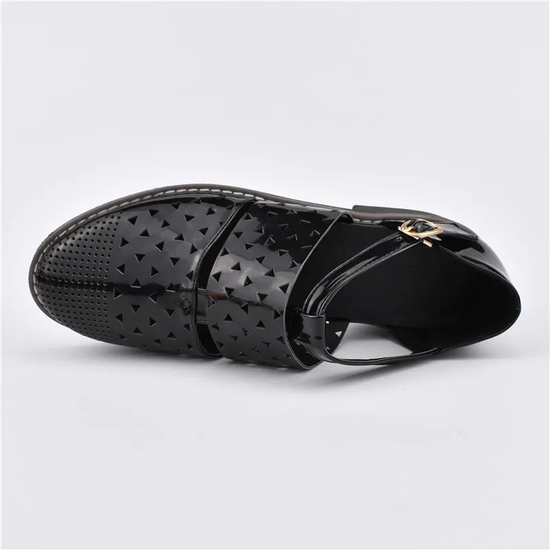 Odetina/модные женские туфли на плоской платформе Туфли подошве с вырезами пряжкой и