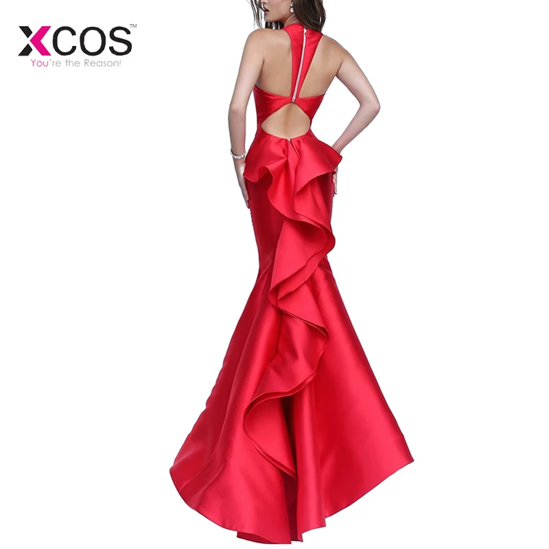 Xcos Новое поступление Красные платья для выпускного 2019 Сексуальная V шеи Cut Out