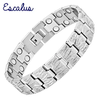 escalus titanium 4in1 silver color bracelet for men magnet germanium far infra red bangle charm trendy magnetic health bracelets