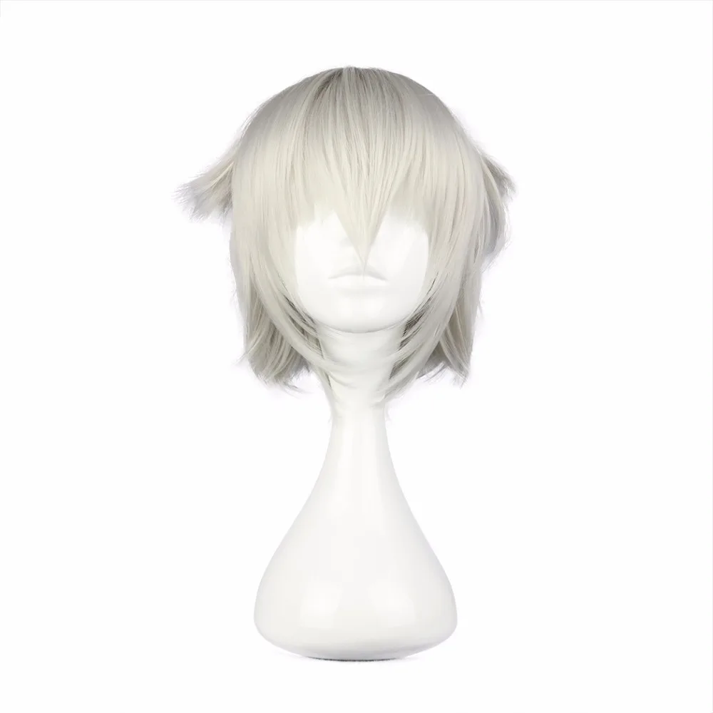 

MCOSER Free Shipping 35cm Synthetic Short Silvery White 100% High Temperature Fiber Wig WIG-213B