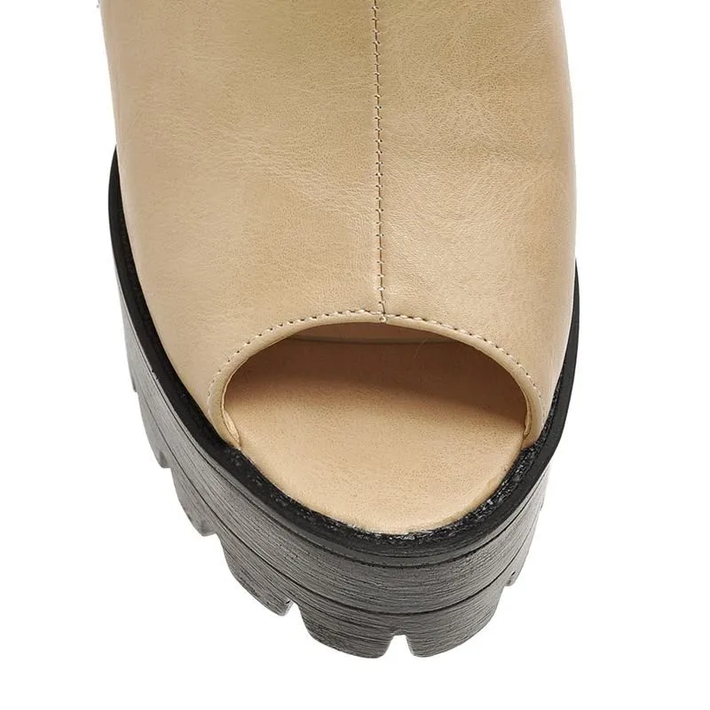 

MORAZORA Plus size 34-43 thick high heels platform women pumps peep toe high quality zipper party wedding shoes woman