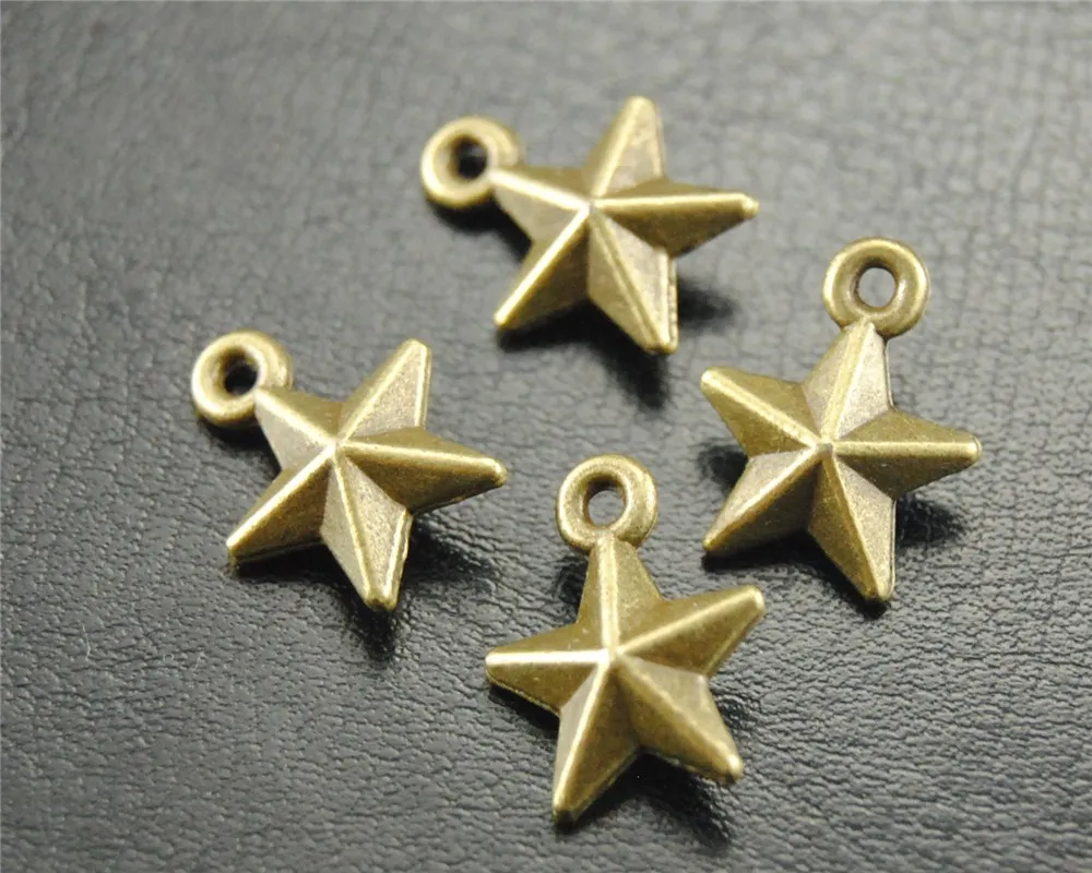 Фото 50 шт бронзовая 3D Звезда суперзвезда Шарм DIY ожерелье браслет Результаты 12x15 мм A1809